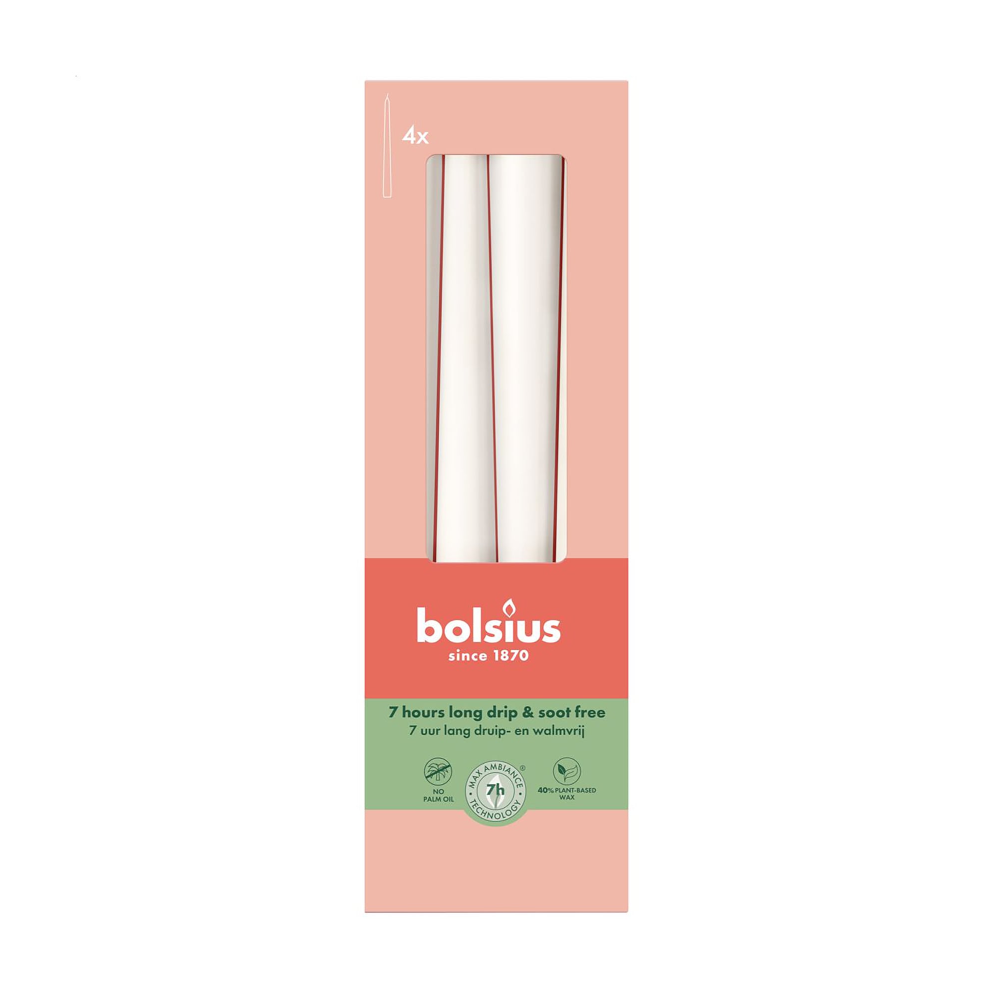 Набір конусних свічок Bolsius Essentials Хмарно-білий, 245*24 мм, 4 шт